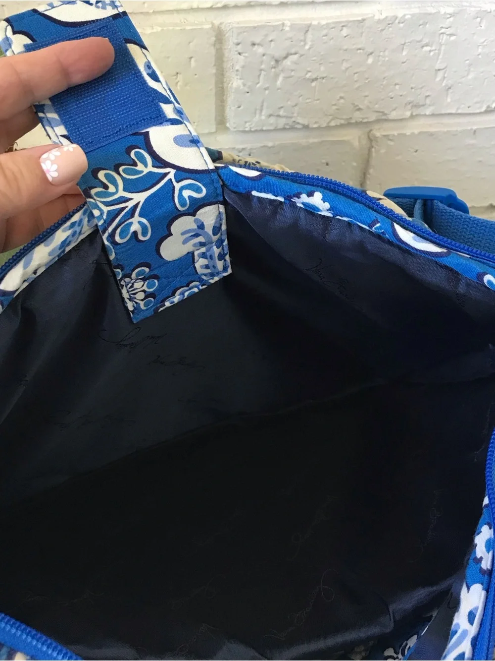 Vera Bradley Blue Lagoon Backpack Padded Laptop Quilted Floral Tote